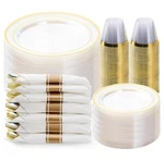350PCS Gold Plastic Dinnerware Set, Disposable Party Plates For GUESTS...R1W2 New. Price: $75.00.