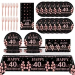 Yiskuopu Rose Gold Birthday TABLEWARE,40TH Decorations For WOMEN,61P... New. Price: $17.85.