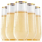 Focusline 24 Pack 9 Oz Plastic Stemless Gold Rim Champagne Flutes, Heavy Duty.... Price: $34.19.