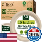 Dtocs Bamboo Disposable Plates 10 Inch 50 Pack Heavy Duty Compostable New. Price: $36.02.