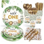 175 Pcs Wild One Birthday Decorations Plates Set 25 Guests, Safari Animals New. Price: $36.35.