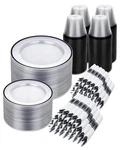Disposable Plates Set 700PCS Black 100 Guests Party Wedding Birthday Led Clear New. Price: $154.99.