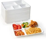 100% Compostable Compartment Plates, 125 Pack Disposable Paper Heavy-d New. Price: $40.95.