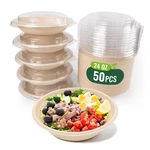 Hooray Mida 50-PACK 24OZ Round Disposable Bowls With Lids 100% Sugarcane Fiber New. Price: $57.45.