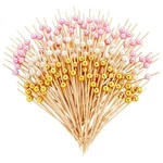 Okuna Outpost Bamboo Pearl Toothpicks - 4.7 Inch, White, Pink And Gold New. Price: $15.69.