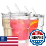 Icesip 13OZ Tumbler With Lids And Straws Ribbed Drinking Glasses Cup Leak New. Price: $35.32.