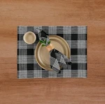 Solino Home Linen Placemats Set Of 14" By 19" Glen Check Black And White New. Price: $19.99.