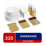 Jolly Chef 320 Piece Gold Rim Disposable Plastic Plates Dinnerware SETS,45 New. Price: $33.99.