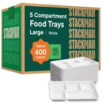 Disposable Lunch Trays 12.5 Inch Compartment 400 Pack Compostable White Large New. Price: $154.99.