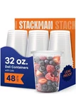 Stack Man 32 Oz Deli Containers W/ Lids 48 Sets Bpa Free Leakproof New. Price: $29.99.