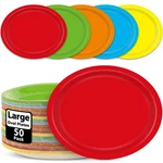 Qyeahkj 50 Pcs Colorful Oval Paper Plates 11" Large Rainbow Party Su... New. Price: $27.76.