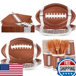Durony 144 Pieces Oval Football Theme Disposable Paper Plates Tableware Set New. Price: $43.66.