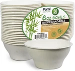 Pami Biodegradable Sugarcane Bowls, Pack Of 50 - 6OZ Compostable Microwavable New. Price: $15.99.