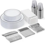 Goodluck 175 Piece Silver Dinnerware Set For 25 Guests, Plastic Disposable Plate New. Price: $53.02.