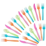 Juvale Rainbow Plastic Silverware Set - Disposable Neon 6.5", Multicolor New. Price: $20.43.