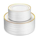 Munfix 100 Piece Plastic Party Plates White Gold Rim, 50 Premium Heavy Duty 1... New. Price: $61.75.