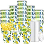 Tessco 150 Pcs Sets Capri Lemon Paper Cups With Lids 12OZ, Italian New. Price: $36.23.
