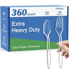 Dealusy 360 Count Extra Heavy Duty Clear Plastic Forks And Spoons New. Price: $35.99.