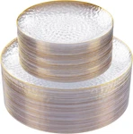 60PCS Plastic Plates,clear Disposable With Gold Rim,heavy-duty New. Price: $46.99.