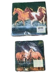 Vtg Evergreen Horses Equestrian Cocktail & Luncheon Napkins Set New Deadstock. Price: $15.00.