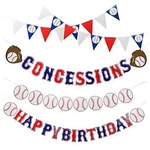 Set Of 5 Baseball Birthday Banners Sports Paper White Red And Blue New. Price: $17.98.