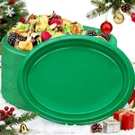 Bonsiny 50 Green Plates Disposable 12" X 10" - Oval Count, New. Price: $32.58.