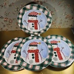 Christmas Plates Great For Santa Cookies; Plaid Snowman Set Of 4 Used. Price: $24.99.