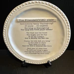 Mud Pie Friendsgiving Ceramic Plate 10" White Thanksgiving Decor New. Price: $17.99.