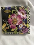 Mackenzie Childs Black Flower Market Check Border Cocktail Paper Napkin 20 Ct. New. Price: $21.99.
