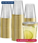 Plasticpro Disposable 8 Oz Crystal Clear Tumblers With Gold Rim For Part New. Price: $19.97.