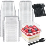 Zezzxu 8 Oz Dessert Cups With Lids And Spoons 100 Sets Square Plastic To-go New. Price: $38.27.