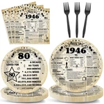 Chunnin 96PCS 80TH Birthday Plates And Napkins Back 1946 Party Decorations... New. Price: $27.60.