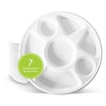 Three Leaf 7 Compartment Bagasse Round Plate, 50 Ct. Heavy-duty- Super Strong... New. Price: $57.49.