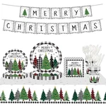 Christmas Plates Disposable Party Set With And Napkins, Cups, Tableclo... New. Price: $35.11.