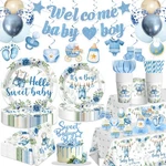 Cocomigo 213PCS Blue Baby Boy Shower Decorations Tableware Set, 25 Serves Dis... New. Price: $35.49.