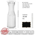 Insetlan 2PC 1L Ribbed Glass Carafe With Lids, Juice Serveware New. Price: $34.99.