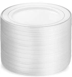 Plastic Dinner Plates 10.25 Inch Disposable Heavy Duty Silver Rim 100PK Munfix New. Price: $74.99.