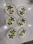 Vtg 50S Joni Hand Painted Dixie Dogwood 6-1/4" Bread Dessert Plates Yellow Usa Used. Price: $23.10.