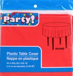 84-INCH Plastic Table Round Red (covers 7 Feet) New. Price: $6.00.
