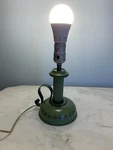 Vintage Green Toleware Finger Loop Table Lamp With Black Design Used. Price: $27.00.