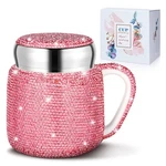 Meanplan Bling Rhinestone Coffee Mug For Christmas Gift 13.5 Ounces, Rose Red New. Price: $40.17.