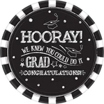 Amscan Hooray Grad Round Plates, 10 1/2", Black & White New. Price: $17.47.
