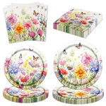 Cmusko Wildflower Party Decorations, 60PCS Floral Paper Plates Multicolor New. Price: $19.94.