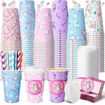 120 Sets 16OZ Disposable Coffee Cups With Lids Sleeves Straws Holiday Drinkin... New. Price: $39.19.