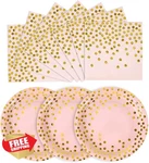Cenlbj Pink Gold Paper And Napkins 50PC, 7" Plates, 6.5" New. Price: $20.00.