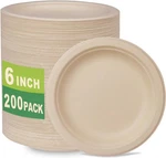 Greenworks 200 Count 6 Small Compostable Dessert Plates, Heavy-duty Unbleached New. Price: $29.63.
