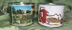 Tin Litho Cups Mugs Vintage Kentucky Hillbilly Metal & Pioneer Village, 2 Pc Used. Price: $14.91.