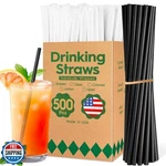 Delxo 500 Count Individually Wrapped Black Plastic Straws - 7.75 Inch Long, New. Price: $20.00.