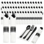 Goodluck 50 Black Pre Rolled Plastic Cutlery Set, Wrapped Silverware ... New. Price: $45.16.