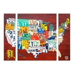 Trademark Fine Art License Plate Map Usa 3-PIECE Canvas Set By Design Turnpike New. Price: $129.98.